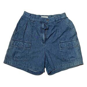 Vintage Lord and Taylor Women Blue Mid Rise Cotton Chino Jean Shorts sz 10